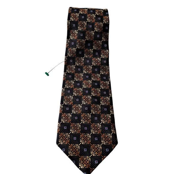 Robert Talbott Best of Class Black Gold Multi Extra Long Textured Tie One Size - Picture 3 of 10